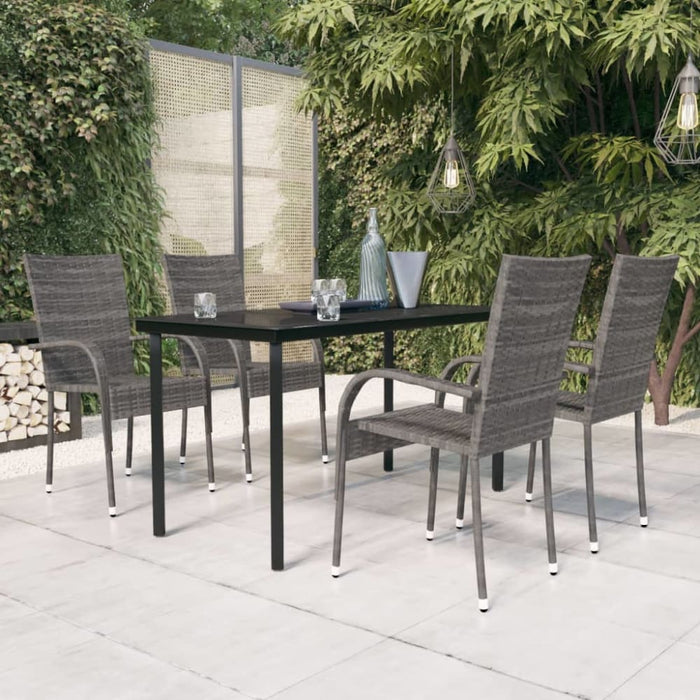 5 Piece Garden Dining Set Grey and Black Tbkktko