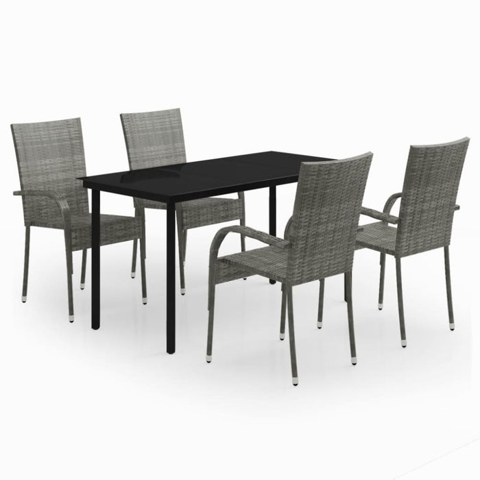 5 Piece Garden Dining Set Grey and Black Tbkktko