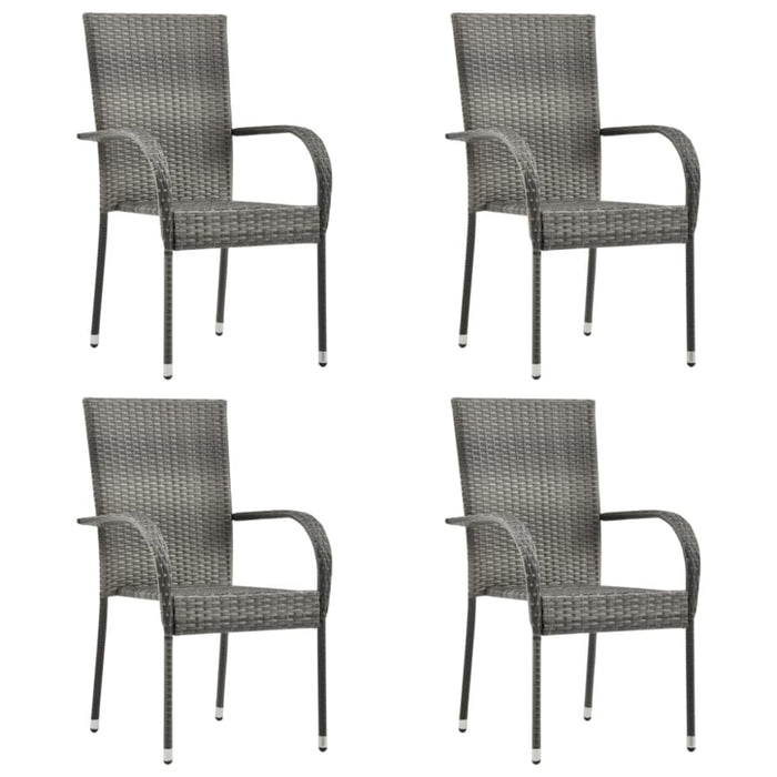 5 Piece Garden Dining Set Grey Poly Rattan Topllil