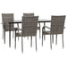 5 Piece Garden Dining Set Grey Poly Rattan Topllil