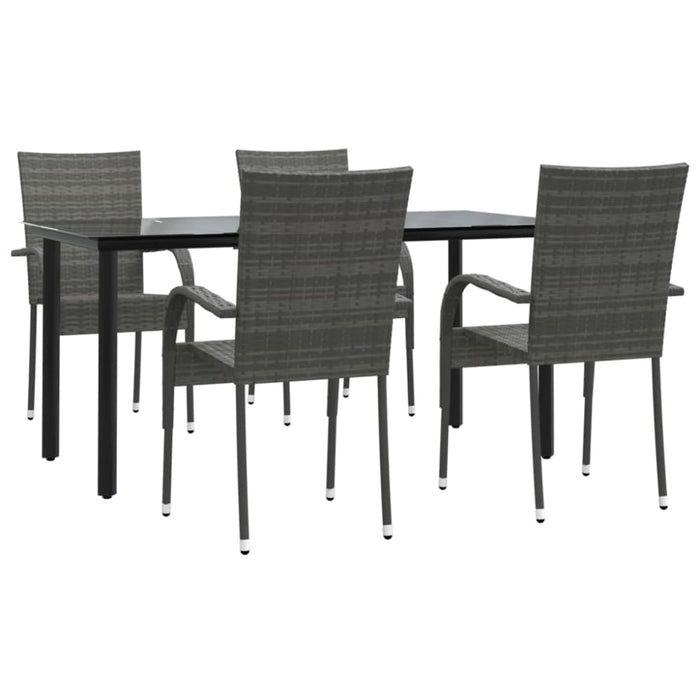 5 Piece Garden Dining Set Grey Poly Rattan Topllla