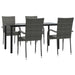 5 Piece Garden Dining Set Grey Poly Rattan Topllla