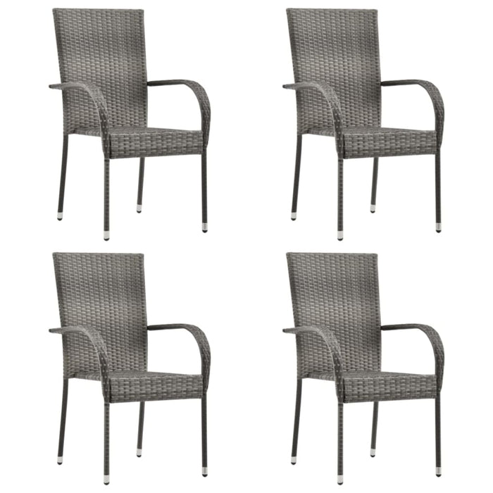 5 Piece Garden Dining Set Grey Poly Rattan Topllla