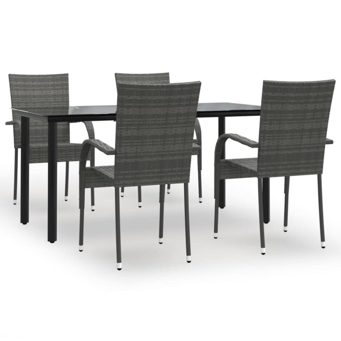 5 Piece Garden Dining Set Grey Poly Rattan Topllla