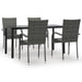 5 Piece Garden Dining Set Grey Poly Rattan Topllla