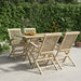 5 Piece Garden Dining Set Grey Solid Wood Teak Toppbat