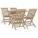 5 Piece Garden Dining Set Grey Solid Wood Teak Toppbat