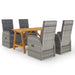 5 Piece Garden Dining Set Grey Tblnili