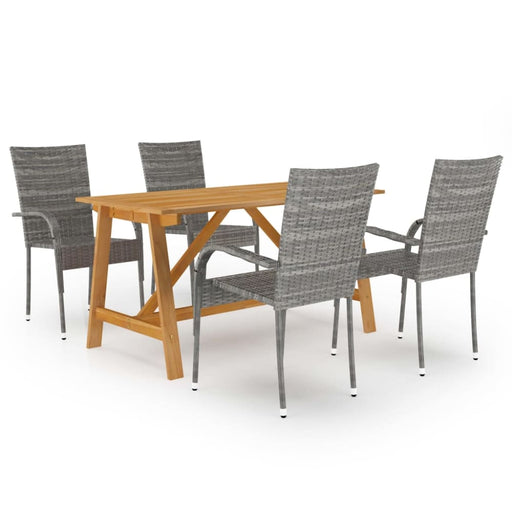 5 Piece Garden Dining Set Grey Tblnipo