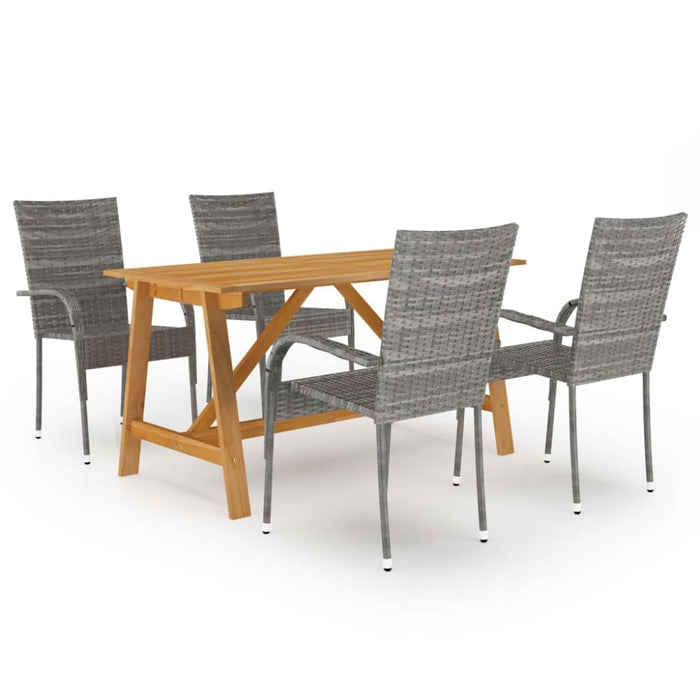 5 Piece Garden Dining Set Grey Tblnipo