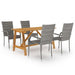 5 Piece Garden Dining Set Grey Tblnipo