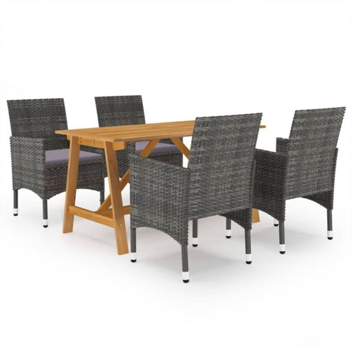5 Piece Garden Dining Set Grey Tblnitl