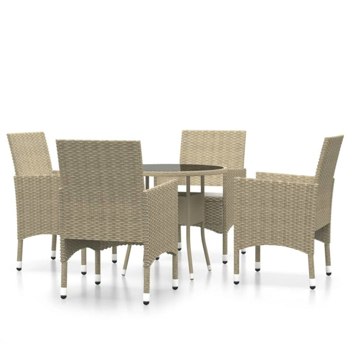 5 Piece Garden Dining Set Poly Rattan Beige Tbpnakb
