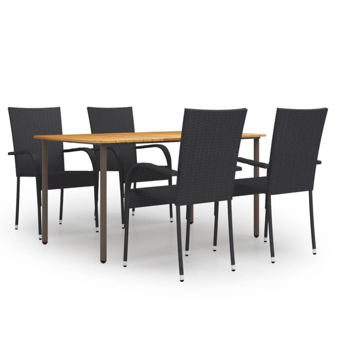 5 Piece Garden Dining Set Poly Rattan Black Tbixakx