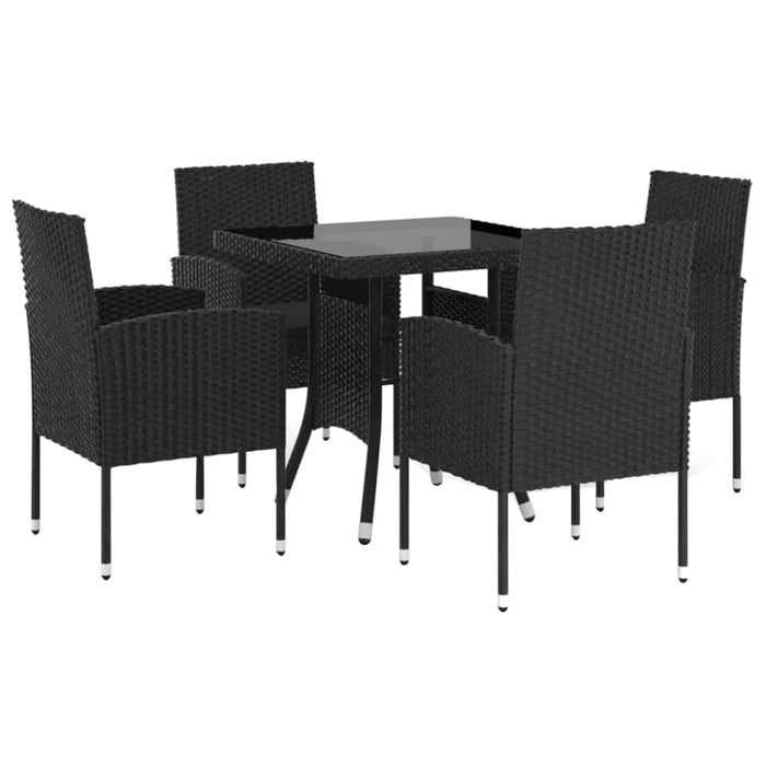 5 Piece Garden Dining Set Poly Rattan Black Tbpkaoa