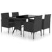 5 Piece Garden Dining Set Poly Rattan Black Tbpkaoi