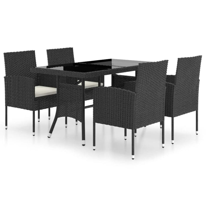 5 Piece Garden Dining Set Poly Rattan Black Tbpkaol