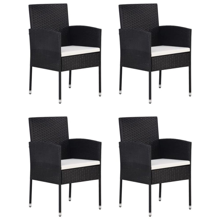 5 Piece Garden Dining Set Poly Rattan Black Tbpkaol