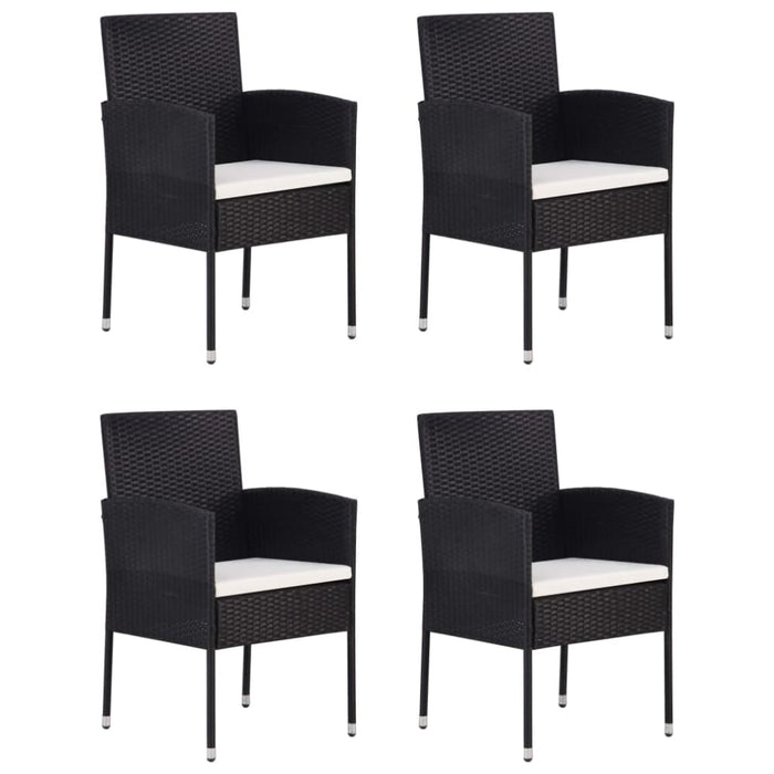 5 Piece Garden Dining Set Poly Rattan Black Tbpkaot