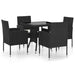 5 Piece Garden Dining Set Poly Rattan Black Tbpkaot