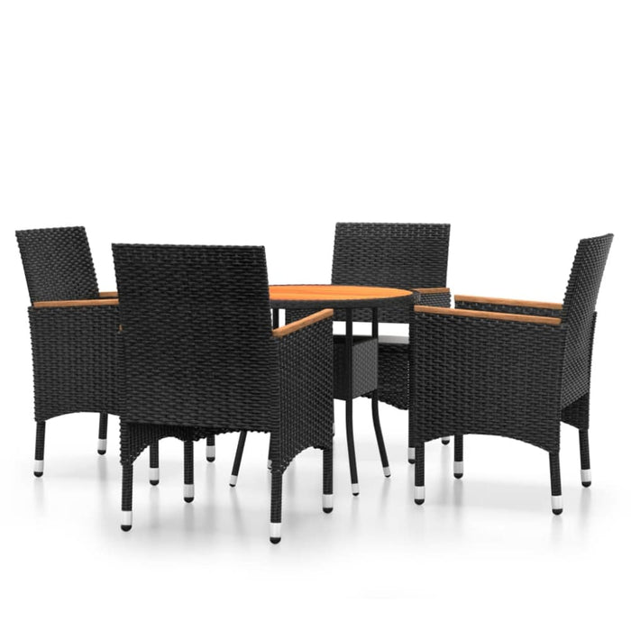 5 Piece Garden Dining Set Poly Rattan Black Tbpnakl