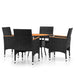 5 Piece Garden Dining Set Poly Rattan Black Tbpnakl