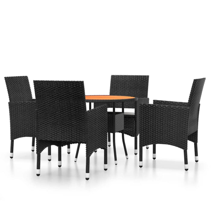 5 Piece Garden Dining Set Poly Rattan Black Tbpnakx