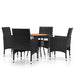 5 Piece Garden Dining Set Poly Rattan Black Tbpnakx