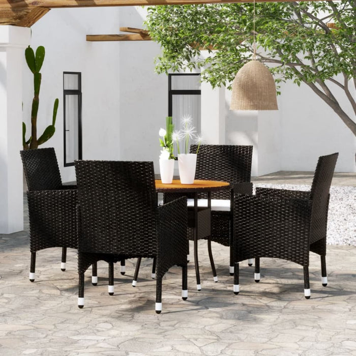 5 Piece Garden Dining Set Poly Rattan Black Tbpnakx