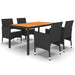 5 Piece Garden Dining Set Poly Rattan Black Tbpnaxx