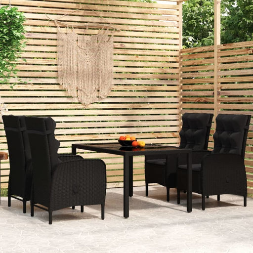5 Piece Garden Dining Set Poly Rattan Black Tbpnpoa