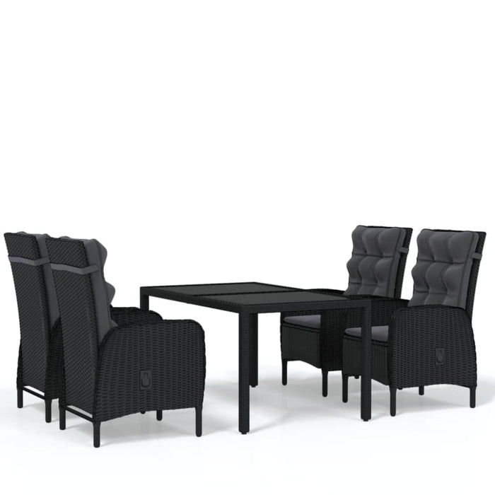 5 Piece Garden Dining Set Poly Rattan Black Tbpnpoa