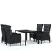 5 Piece Garden Dining Set Poly Rattan Black Tbpnpoa