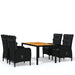 5 Piece Garden Dining Set Poly Rattan Black Tbpnpop