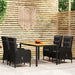 5 Piece Garden Dining Set Poly Rattan Black Tbpnpop