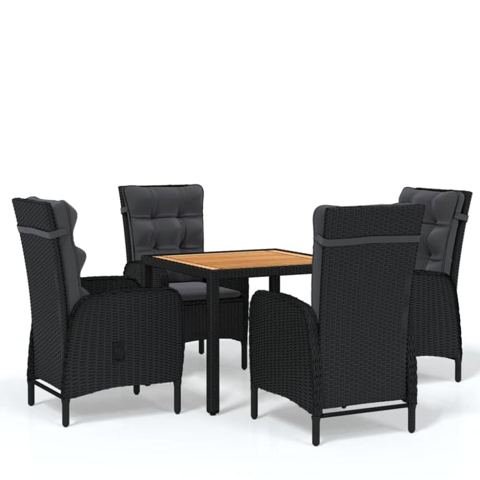 5 Piece Garden Dining Set Poly Rattan Black Tbpnpot