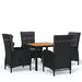 5 Piece Garden Dining Set Poly Rattan Black Tbpnpot