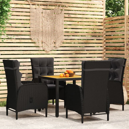 5 Piece Garden Dining Set Poly Rattan Black Tbpnpot