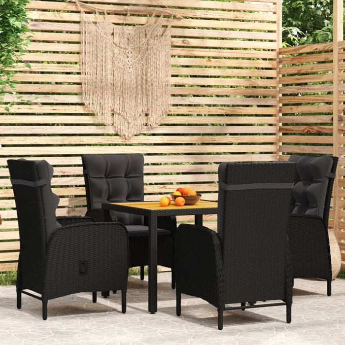 5 Piece Garden Dining Set Poly Rattan Black Tbpnpot