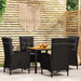5 Piece Garden Dining Set Poly Rattan Black Tbpnpot