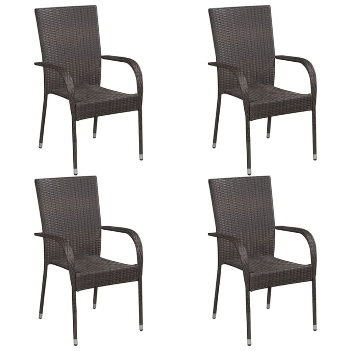 5 Piece Garden Dining Set Poly Rattan Brown Tbixako
