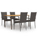 5 Piece Garden Dining Set Poly Rattan Brown Tbixako