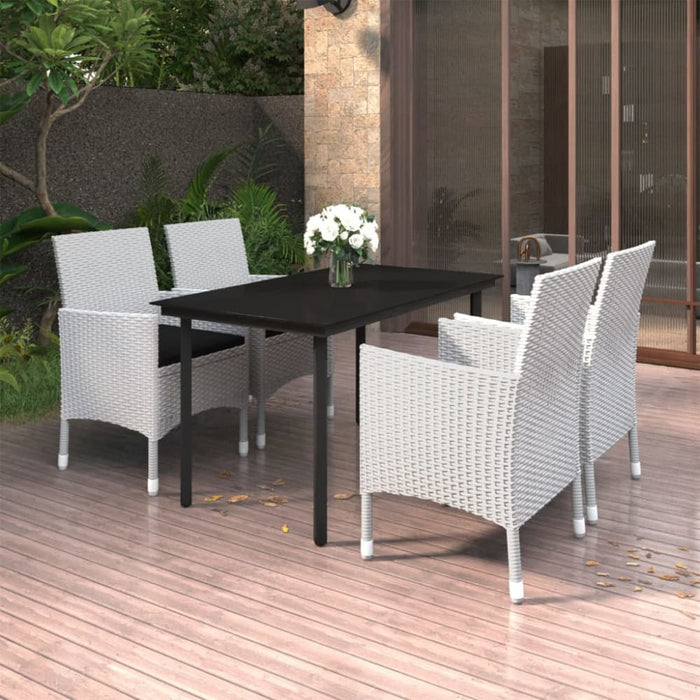5 Piece Garden Dining Set Poly Rattan and Glass Tbkklkk