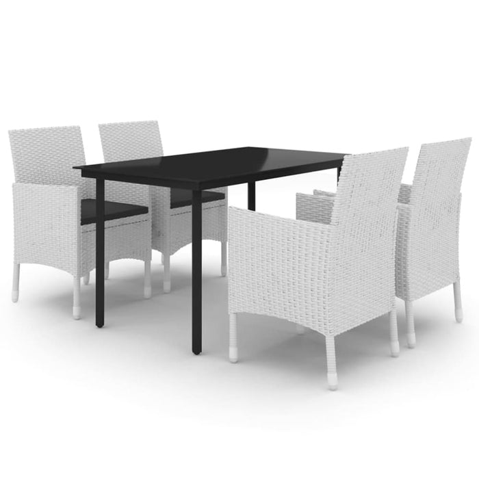 5 Piece Garden Dining Set Poly Rattan and Glass Tbkklkk