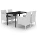 5 Piece Garden Dining Set Poly Rattan and Glass Tbkklkk