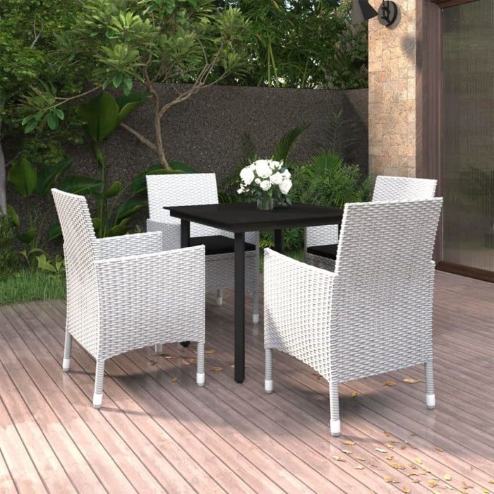 5 Piece Garden Dining Set Poly Rattan and Glass Tbkklkn