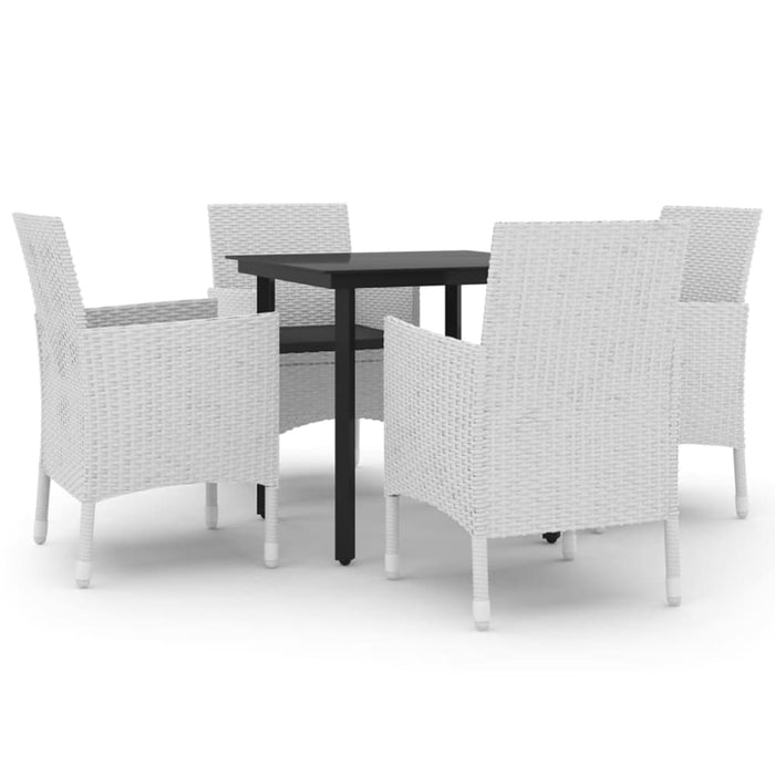 5 Piece Garden Dining Set Poly Rattan and Glass Tbkklkn