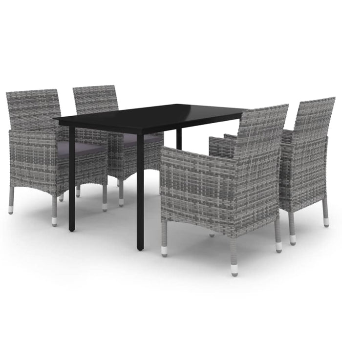 5 Piece Garden Dining Set Poly Rattan and Glass Tbkklkt