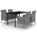 5 Piece Garden Dining Set Poly Rattan and Glass Tbkklkt