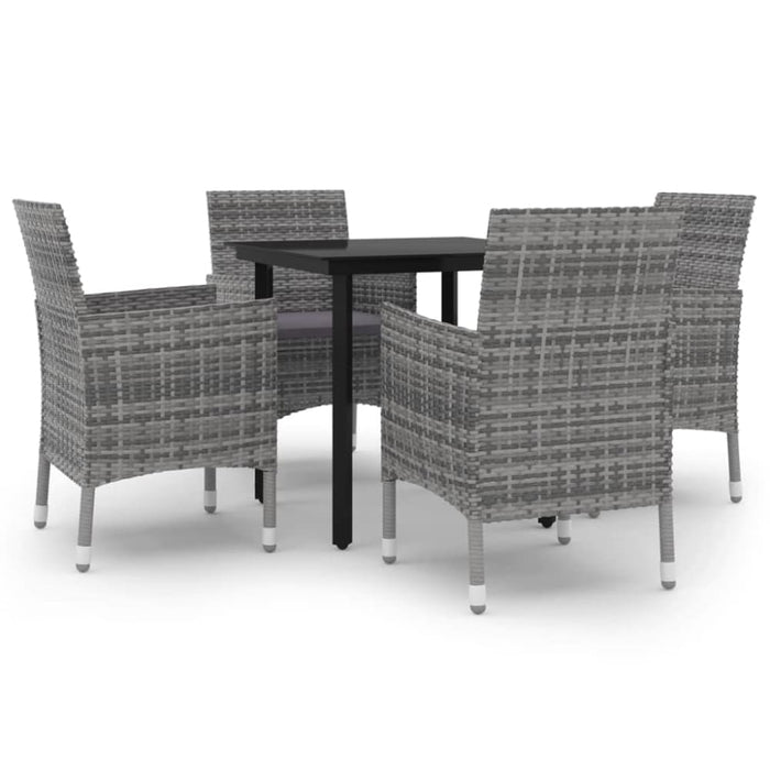 5 Piece Garden Dining Set Poly Rattan and Glass Tbkklkx